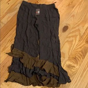 Gray and brown boho flare pants